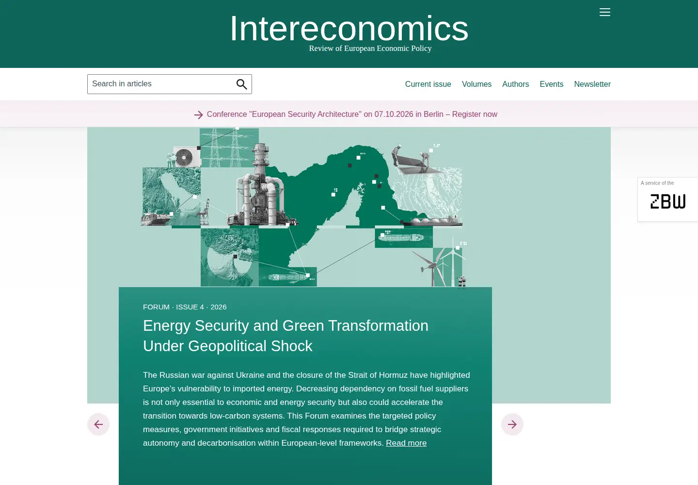 Screenshot of intereconomics.eu