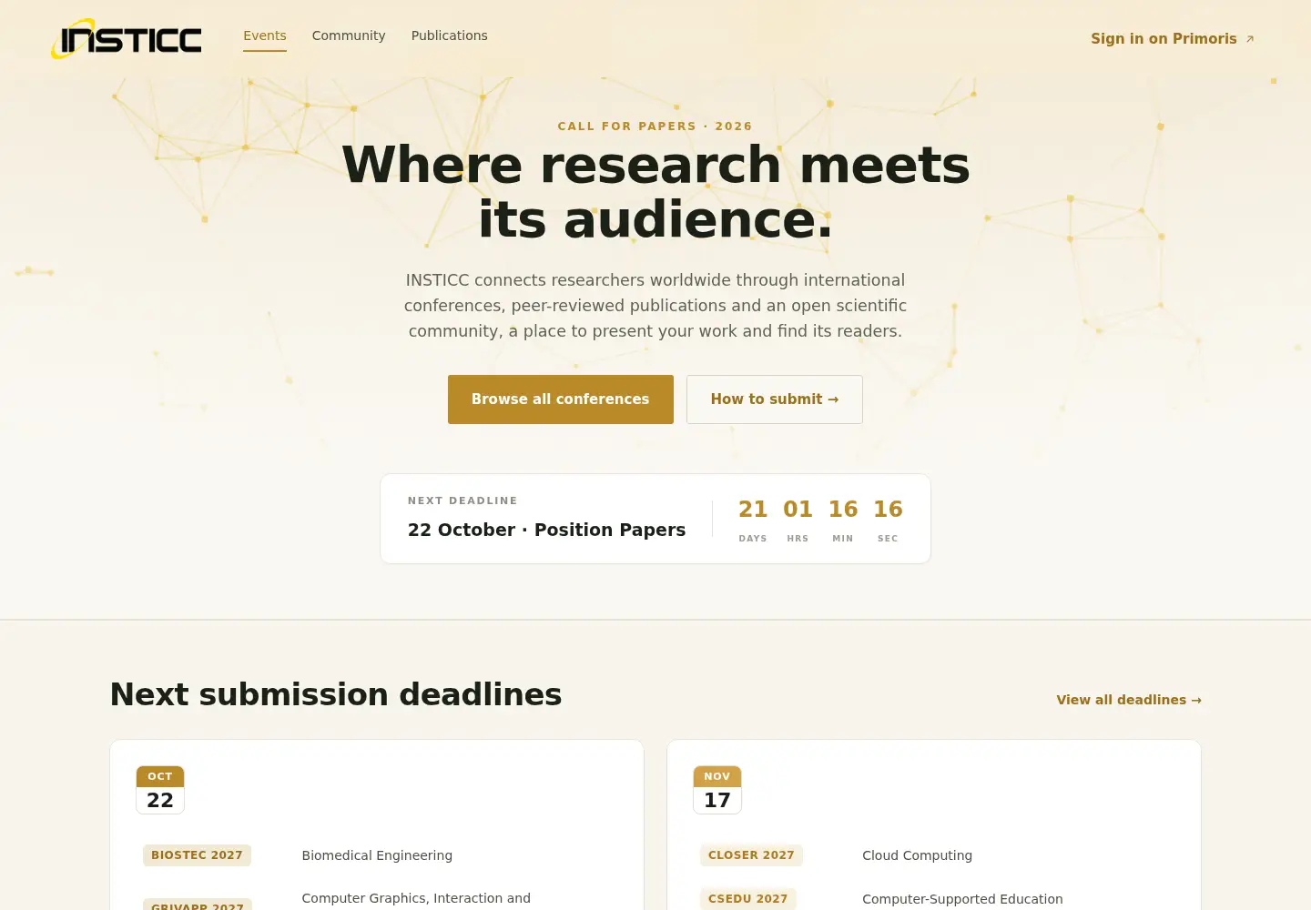 Screenshot of insticc.org