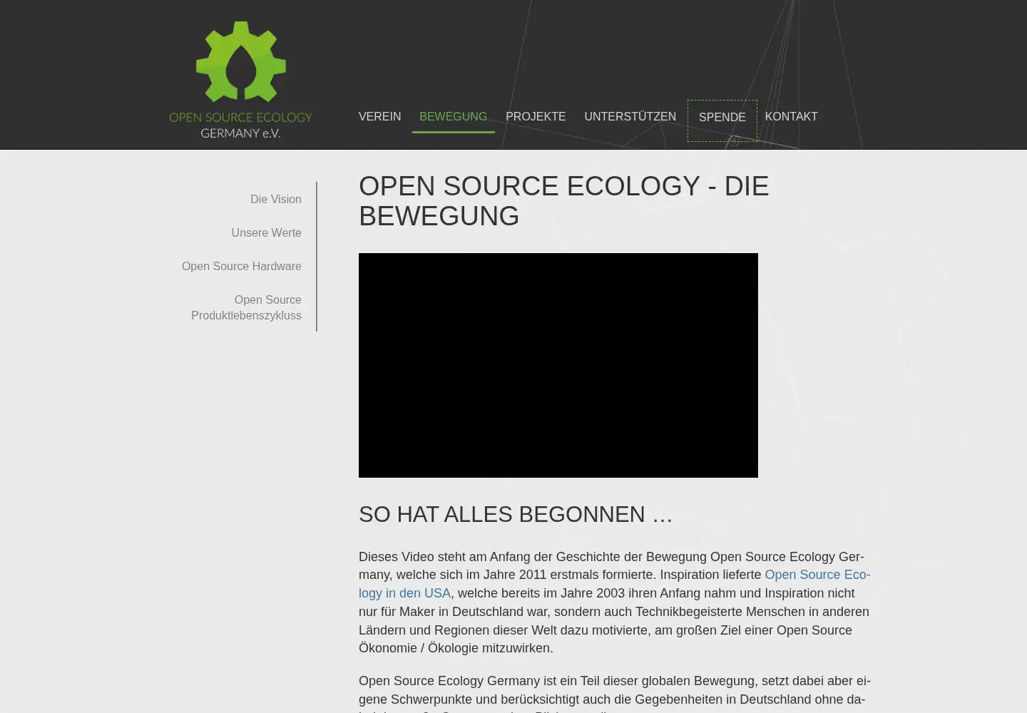 Screenshot of opensourceecology.de