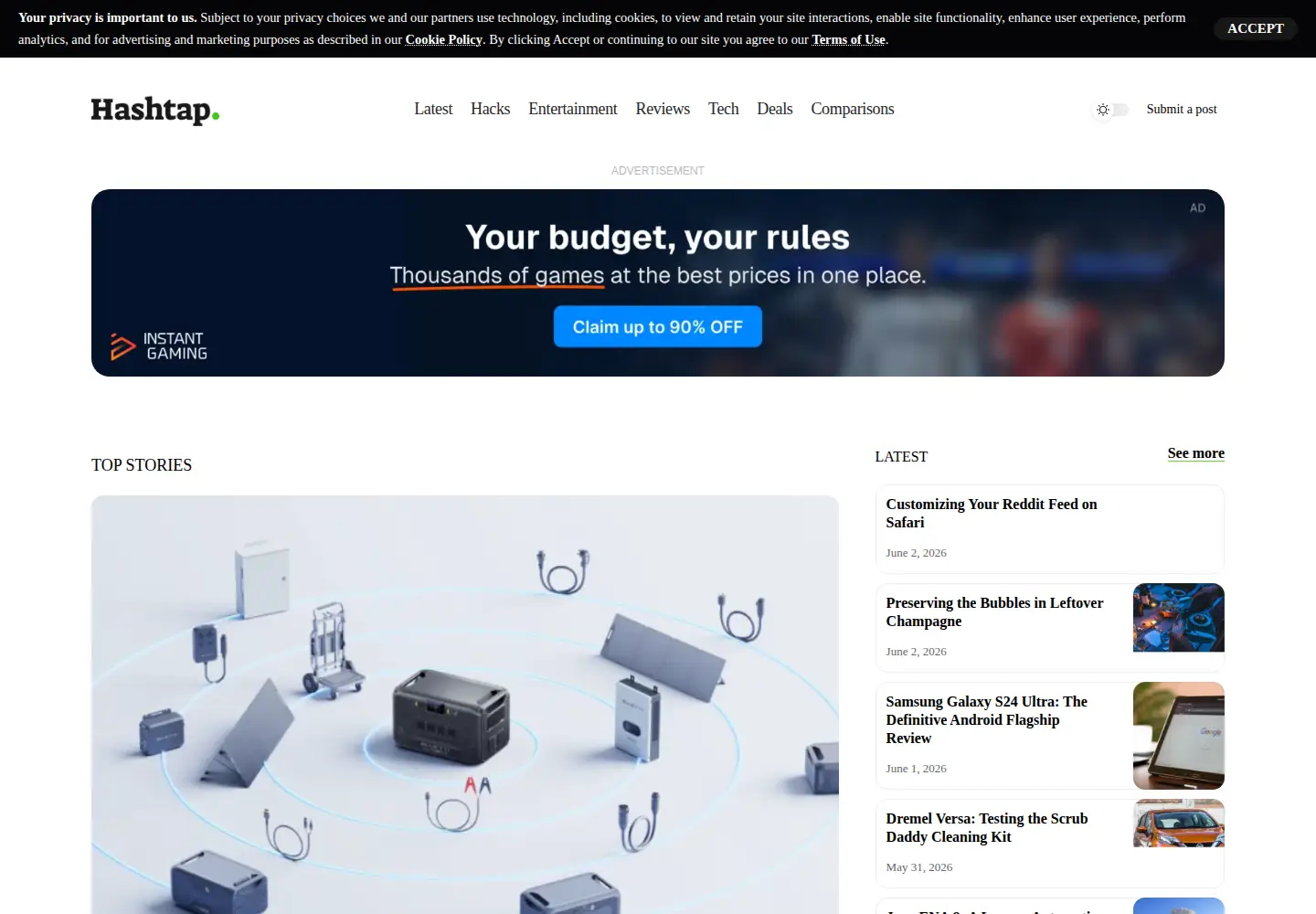 Screenshot of hashtap.com