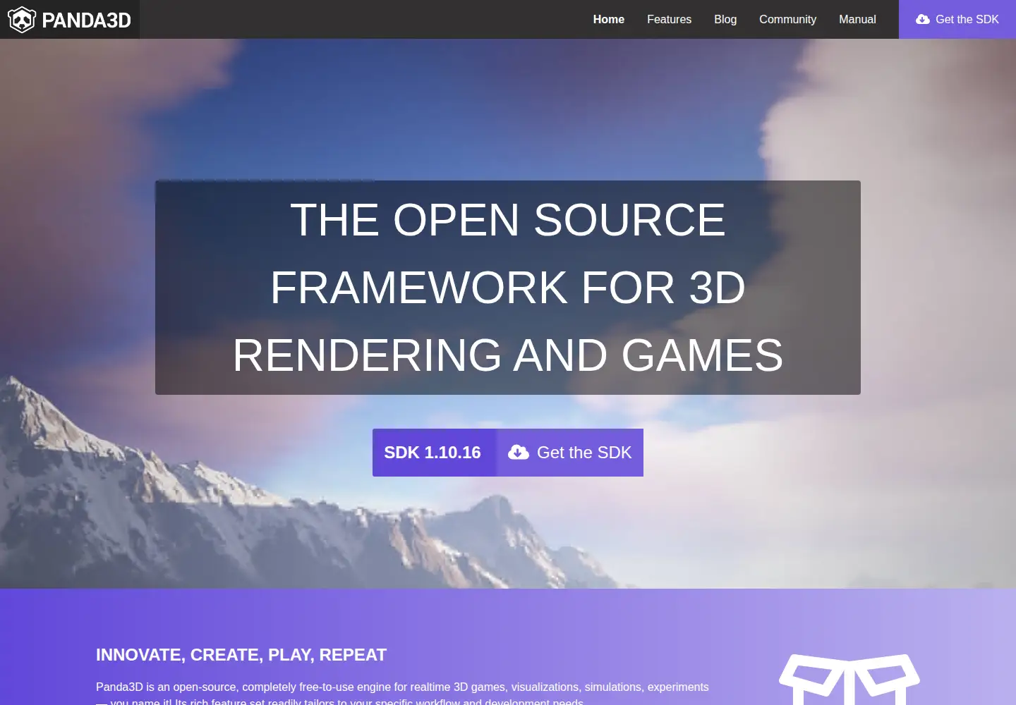 Screenshot of panda3d.org
