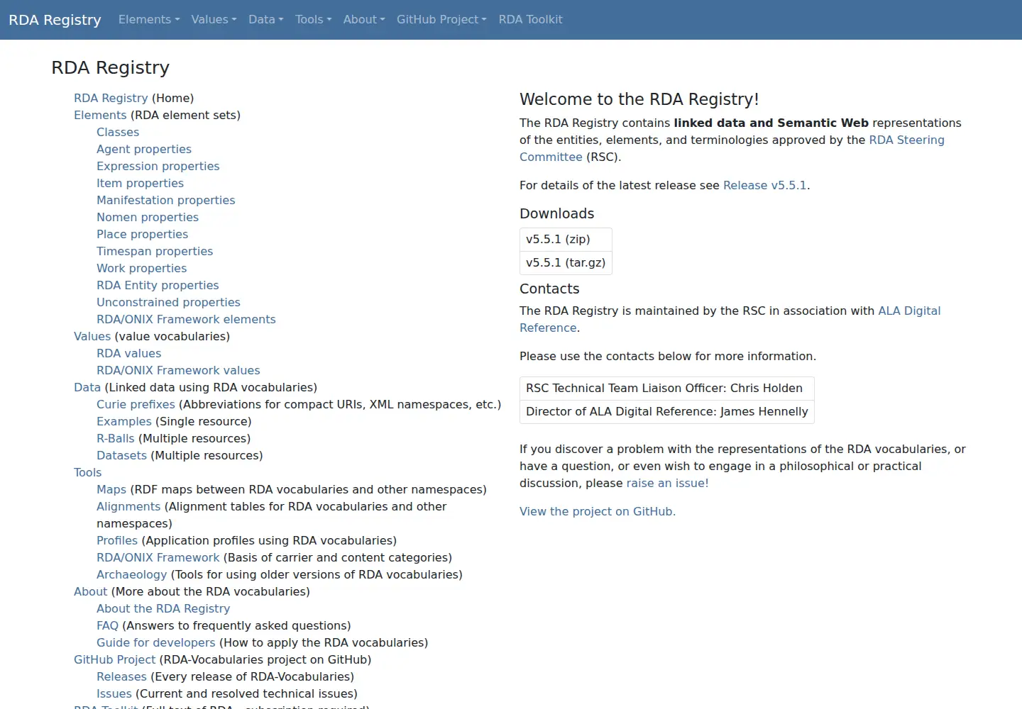 Screenshot of rdaregistry.info