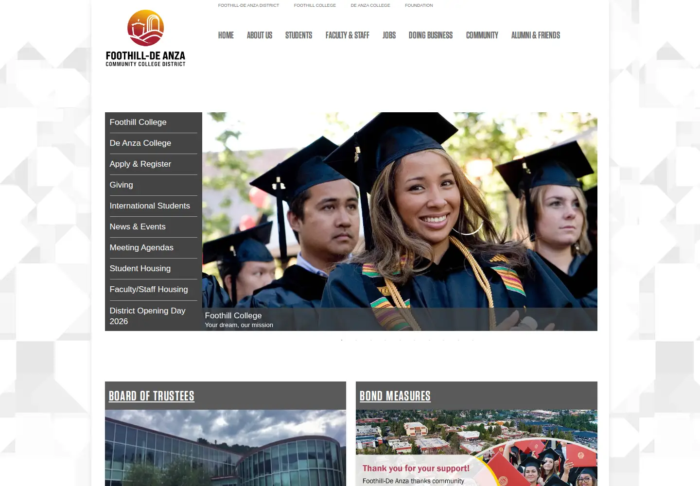 Screenshot of fhda.edu