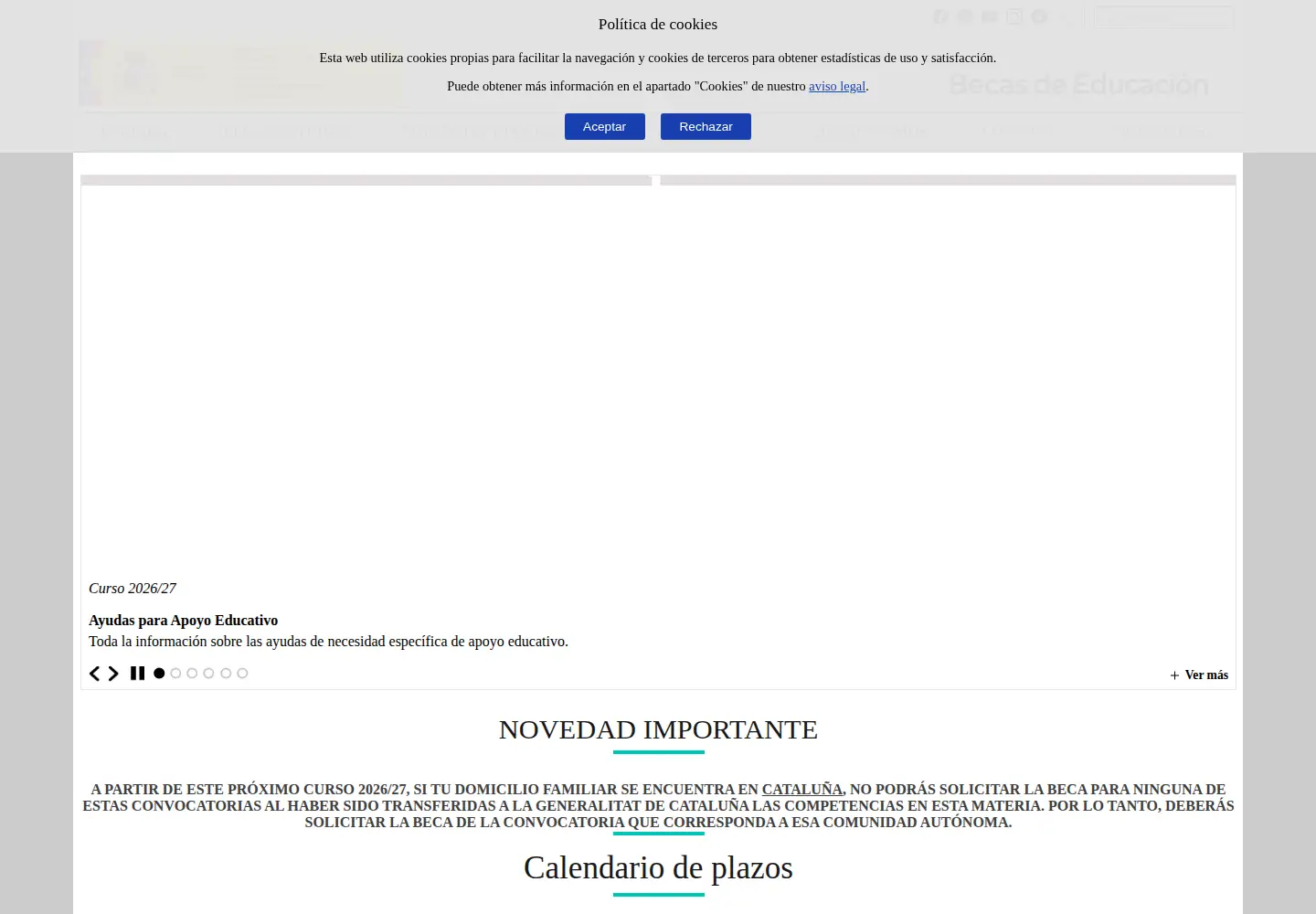 Screenshot of becaseducacion.gob.es