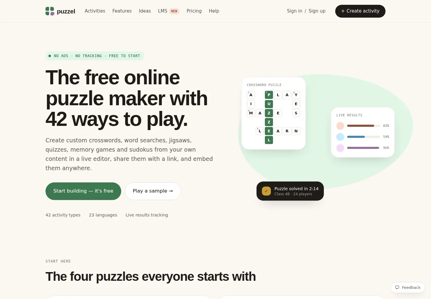 Screenshot of puzzel.org