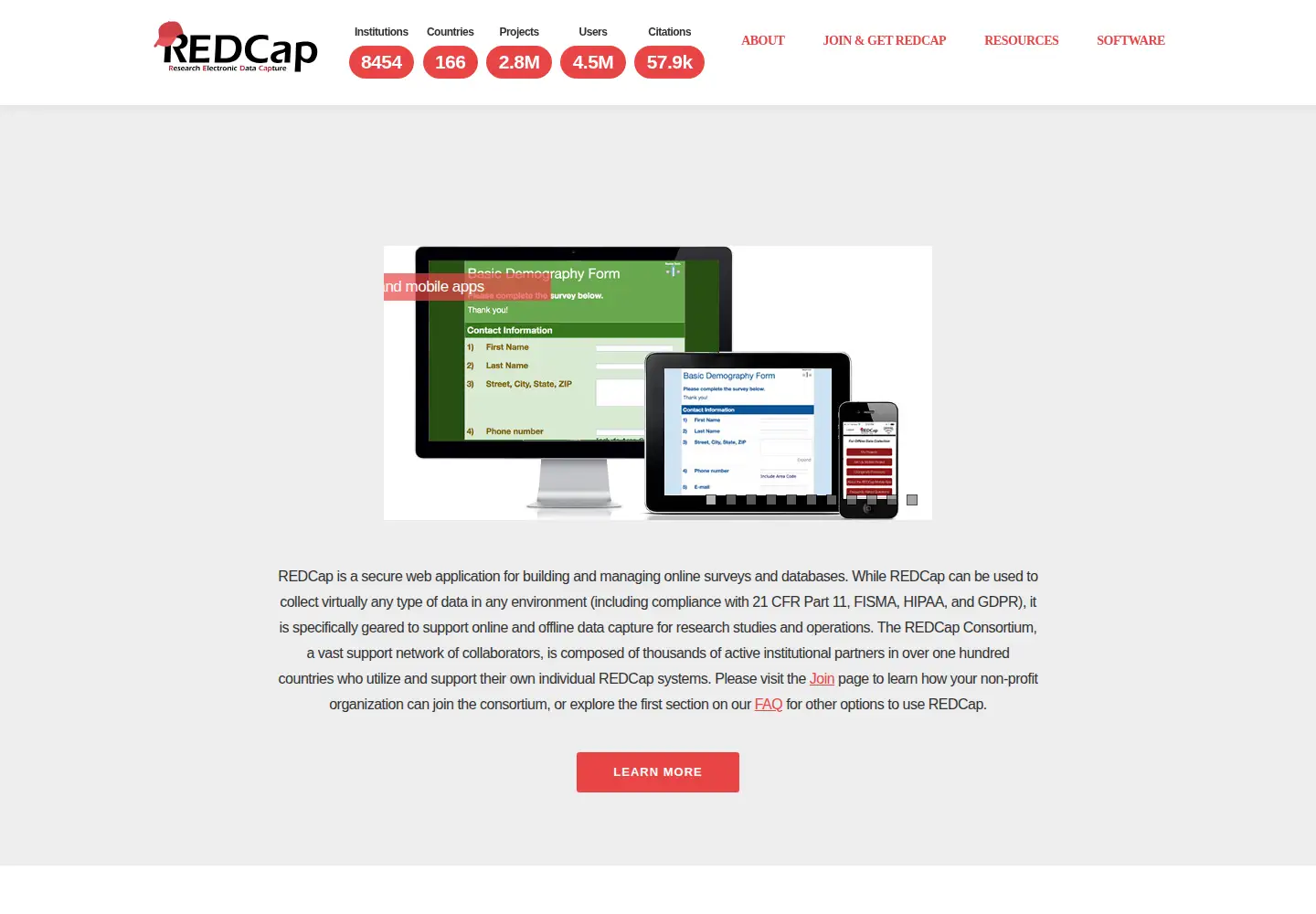 Screenshot of project-redcap.org