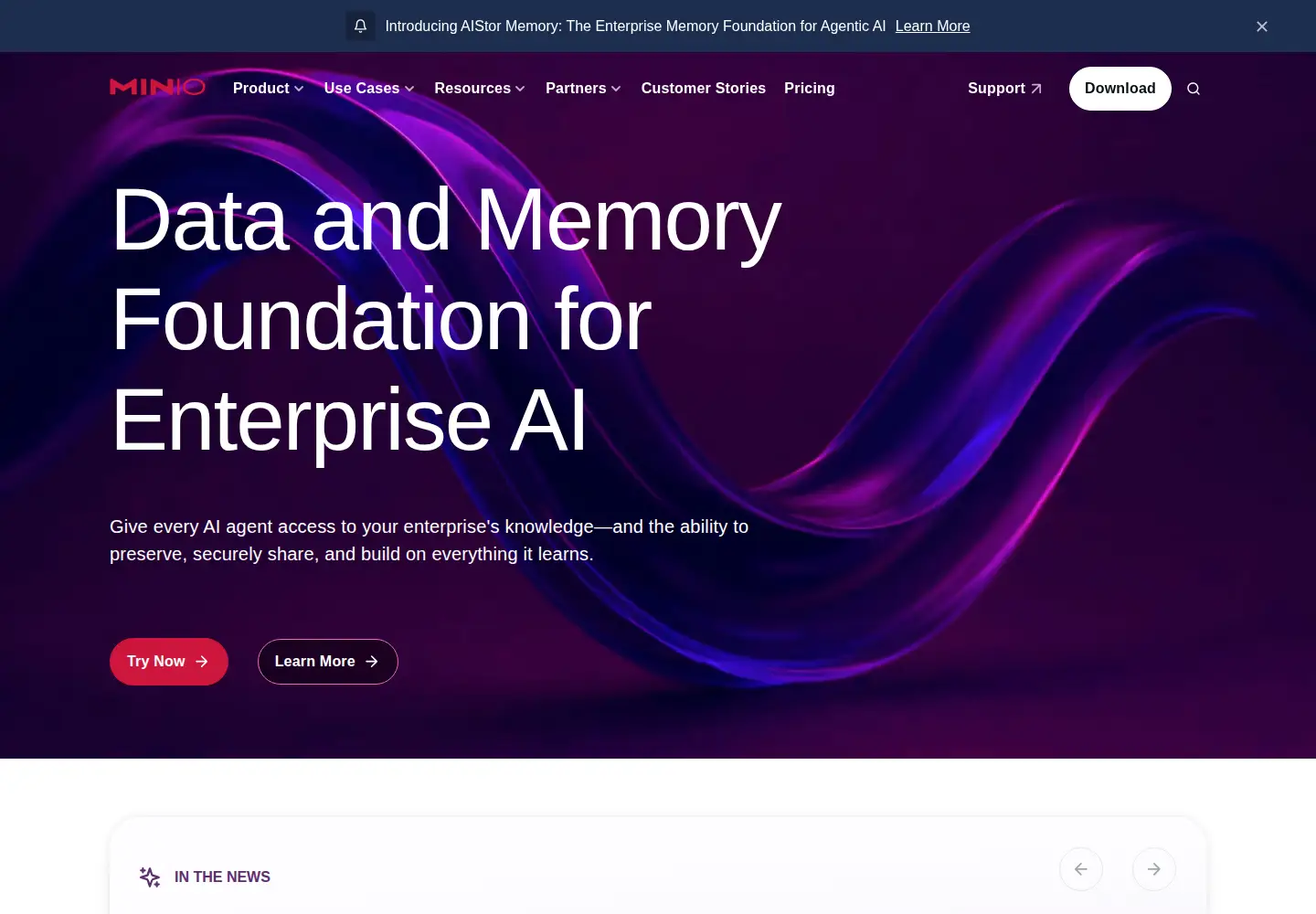 Screenshot of minio.io