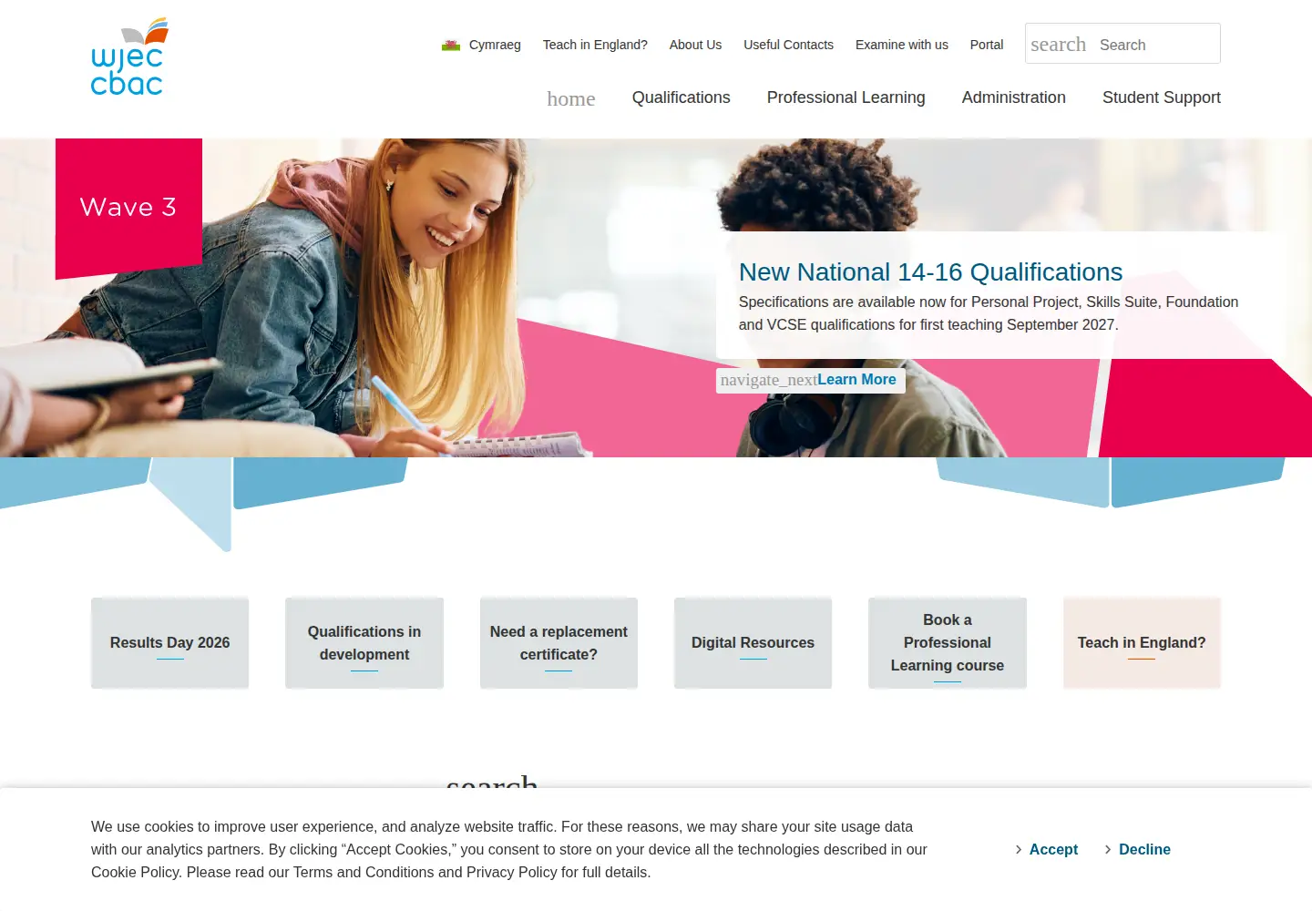 Screenshot of wjec.co.uk