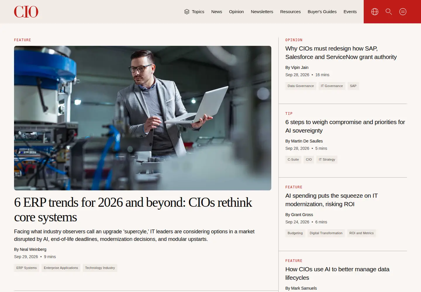 Screenshot of cio.com
