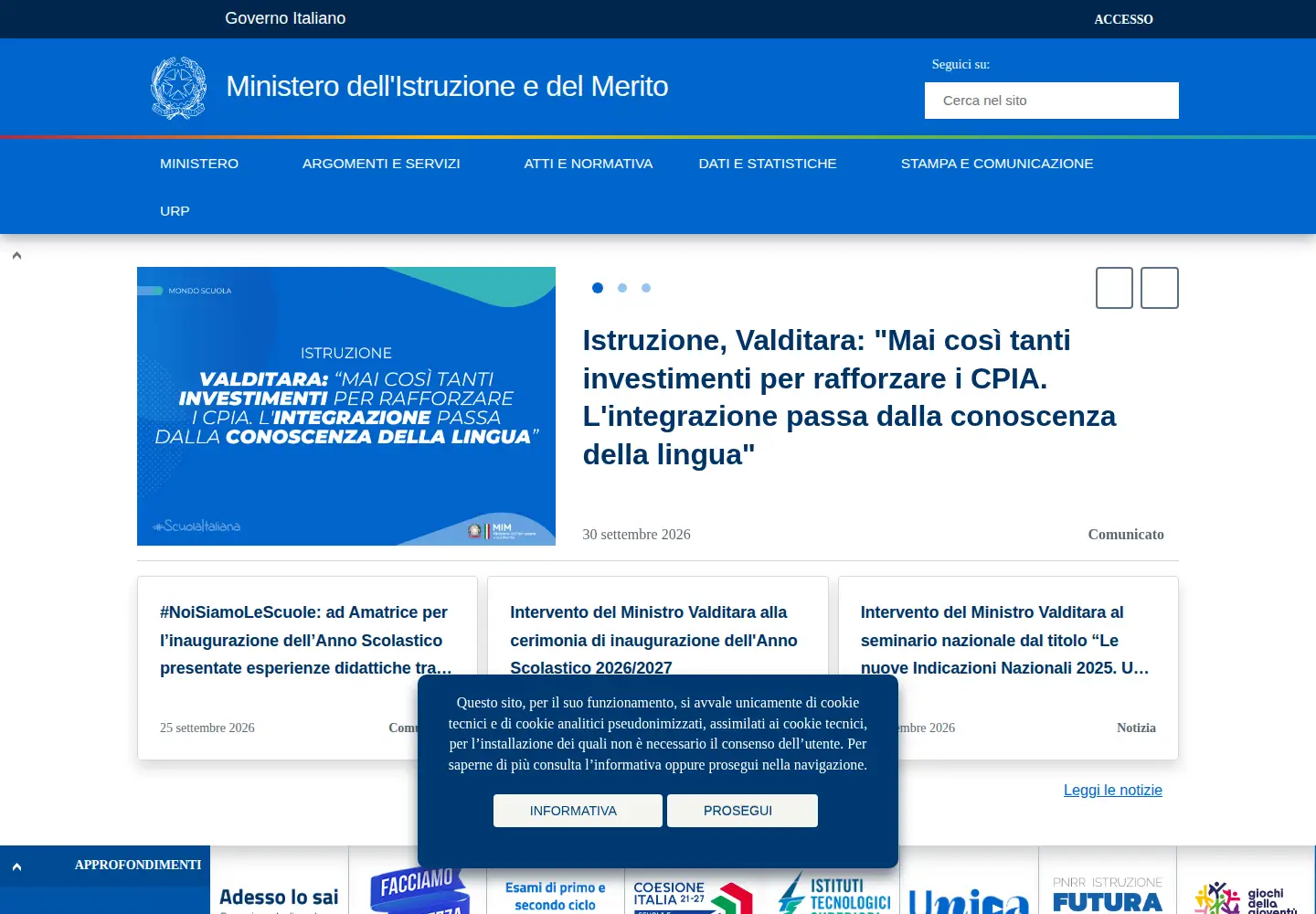 Screenshot of istruzione.gov.it