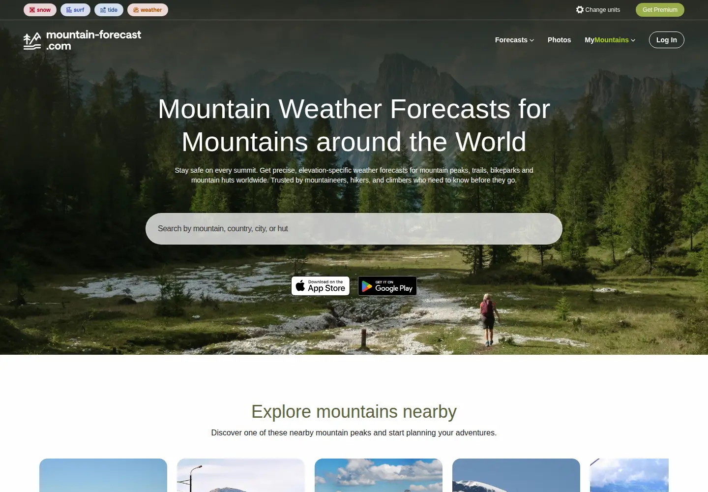 Screenshot of mountain-forecast.com