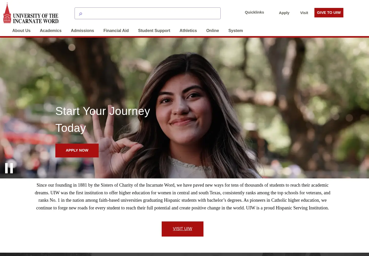 Screenshot of uiw.edu
