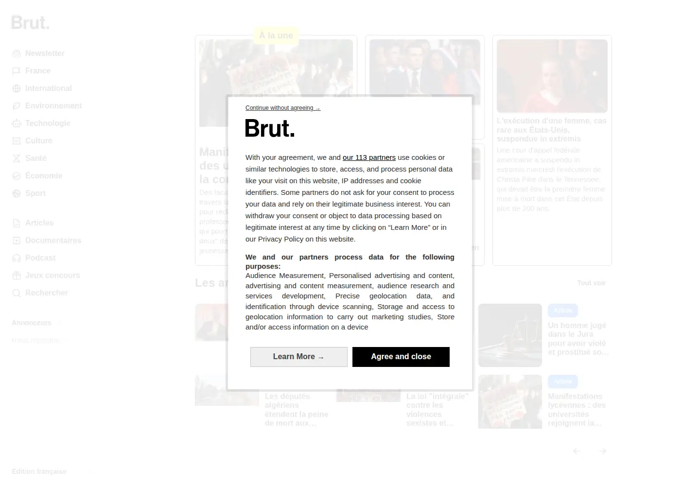 Screenshot of brut.media