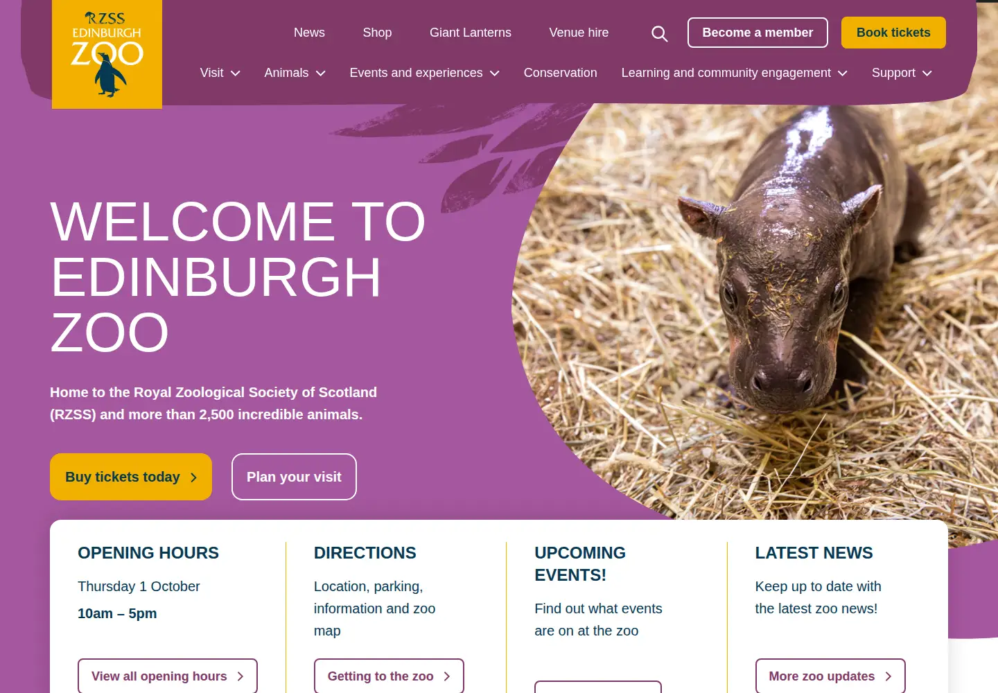 Screenshot of edinburghzoo.org.uk