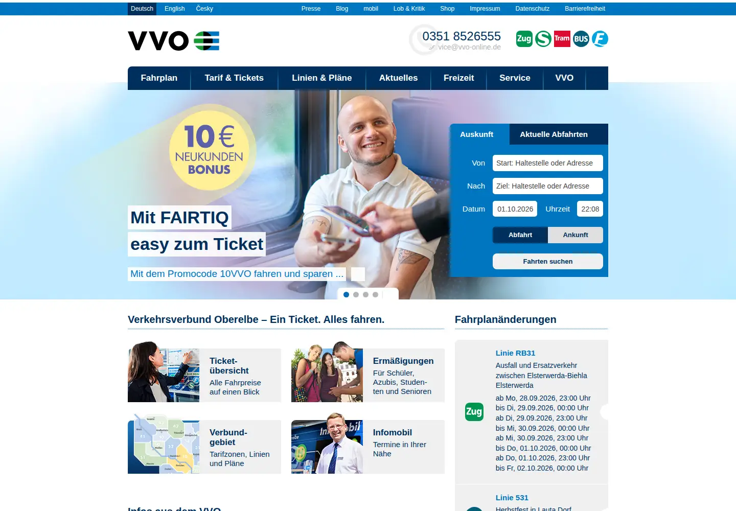 Screenshot of vvo-online.de