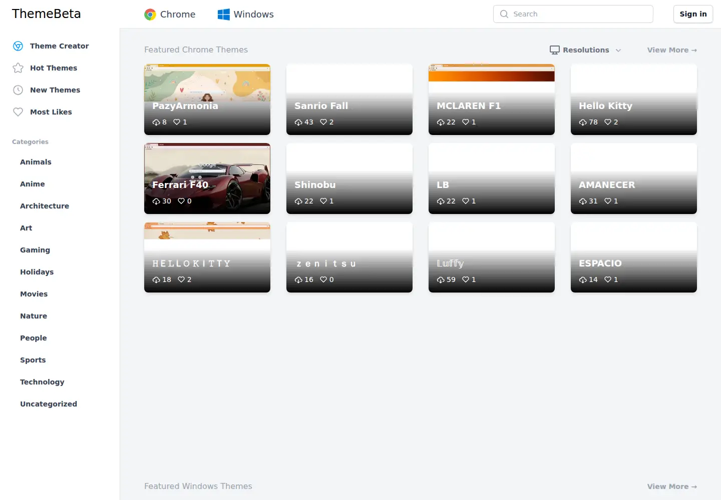 Screenshot of themebeta.com