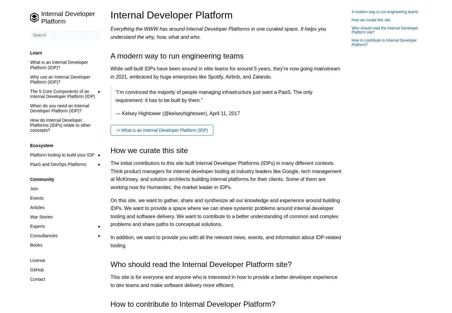 Screenshot of internaldeveloperplatform.org