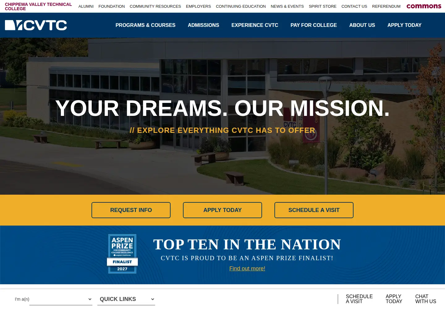 Screenshot of cvtc.edu