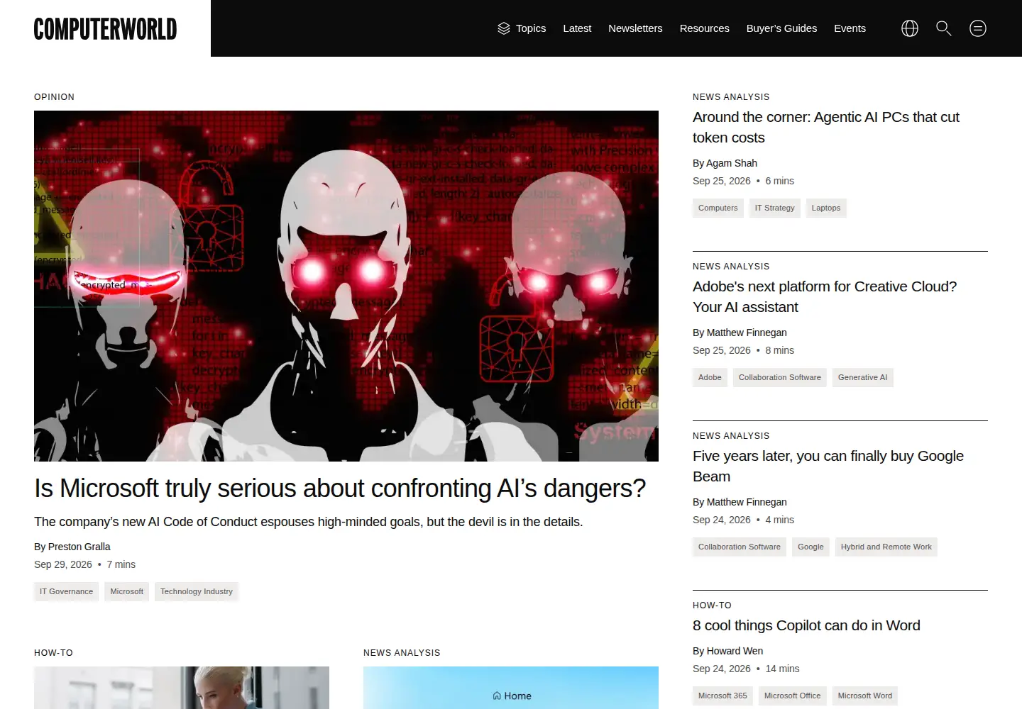 Screenshot of computerworld.com