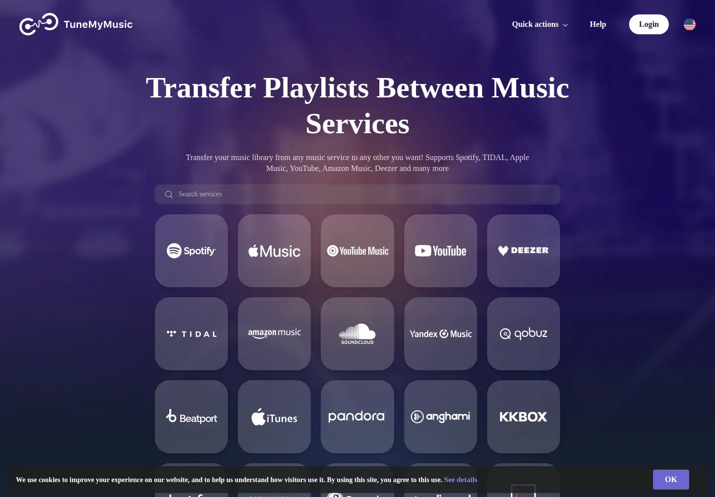Screenshot of tunemymusic.com