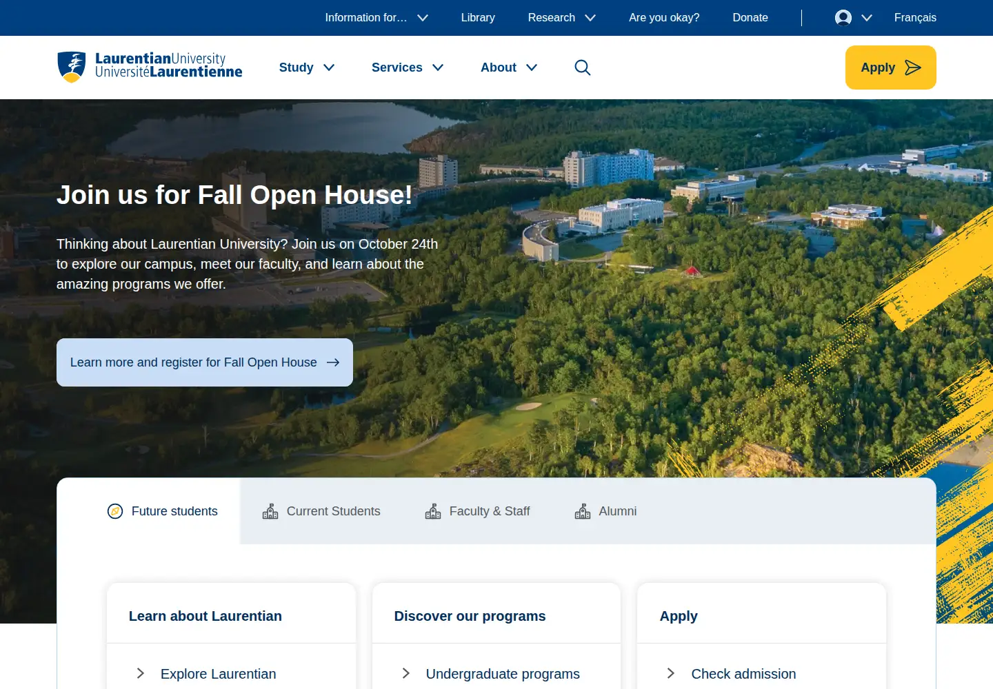 Screenshot of laurentian.ca