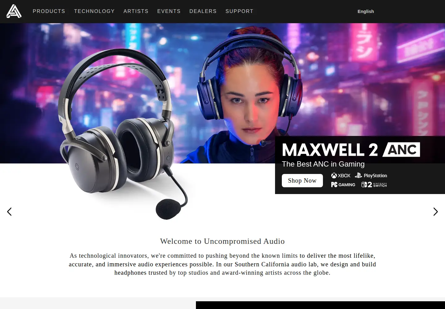 Screenshot of audeze.com