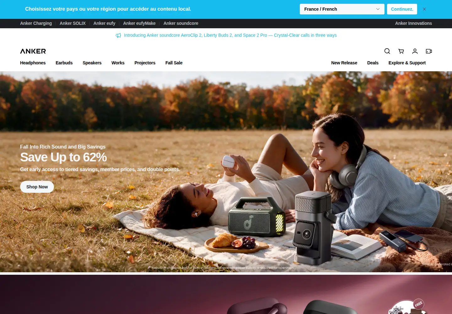 Screenshot of soundcore.com