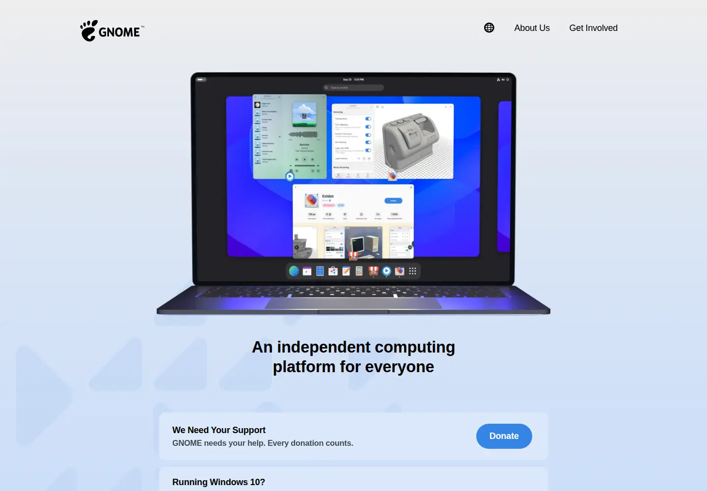 Screenshot of gnome.org