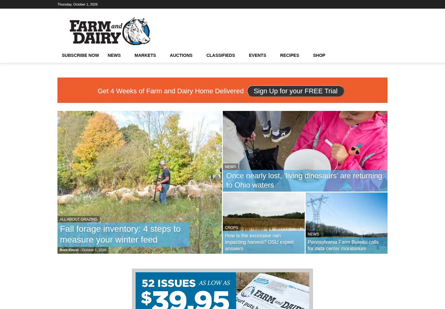 Screenshot of farmanddairy.com