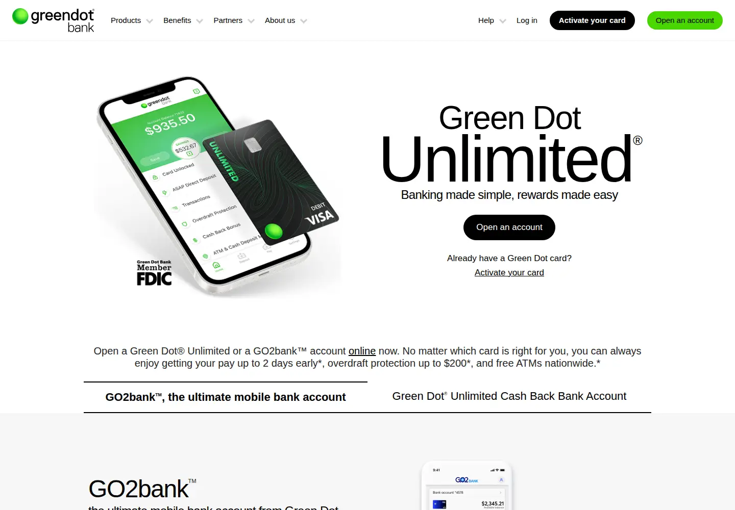 Screenshot of greendot.com