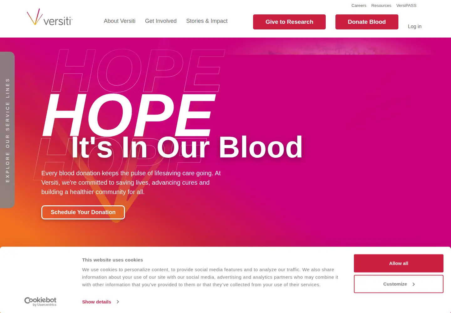 Screenshot of versiti.org