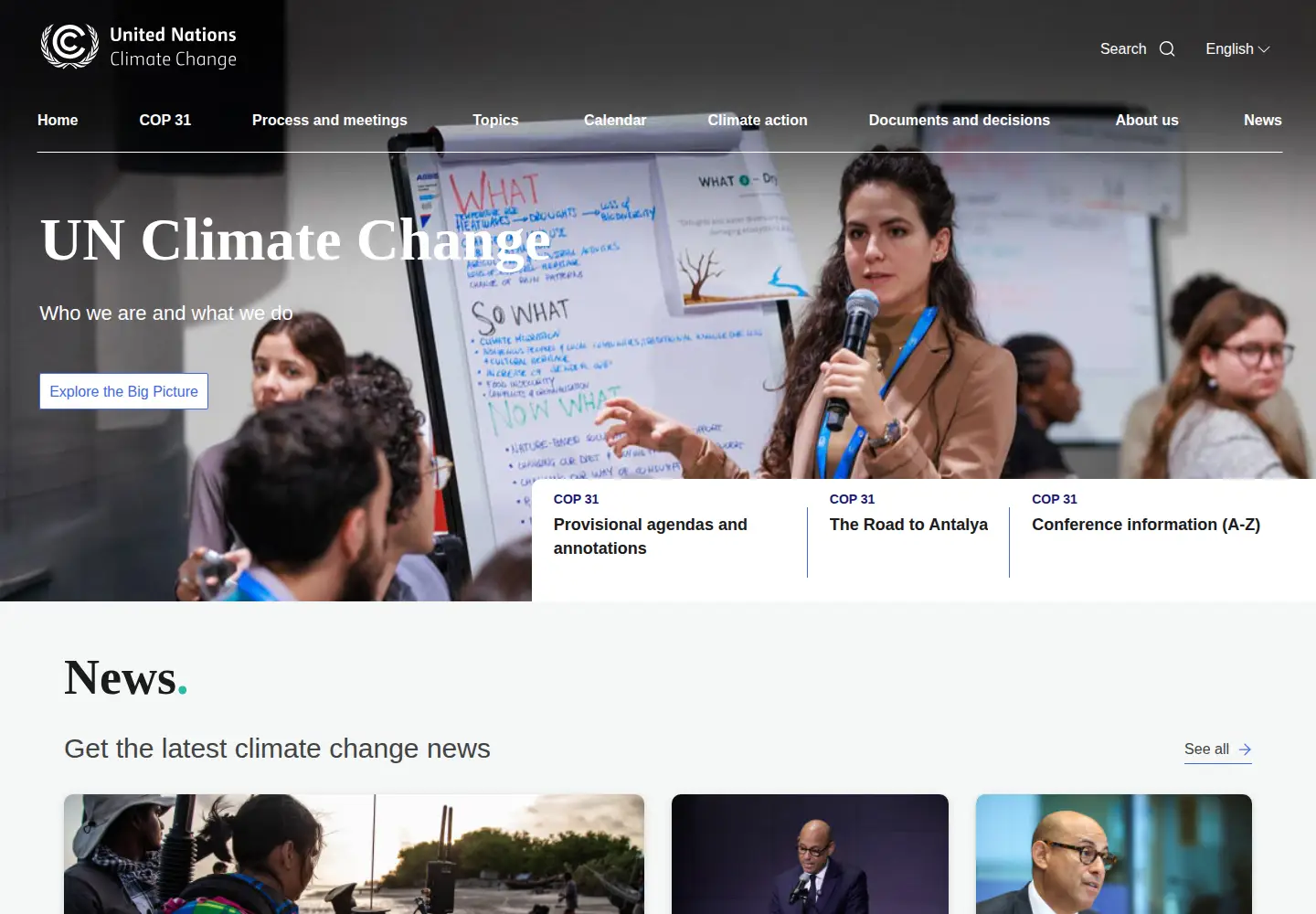 Screenshot of unfccc.int