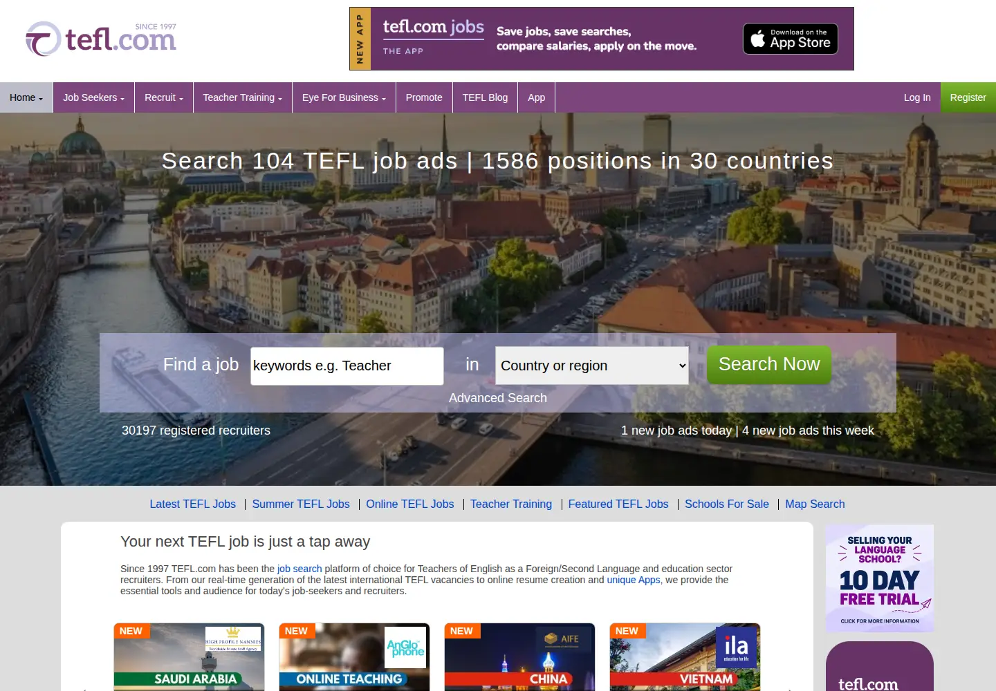 Screenshot of tefl.com