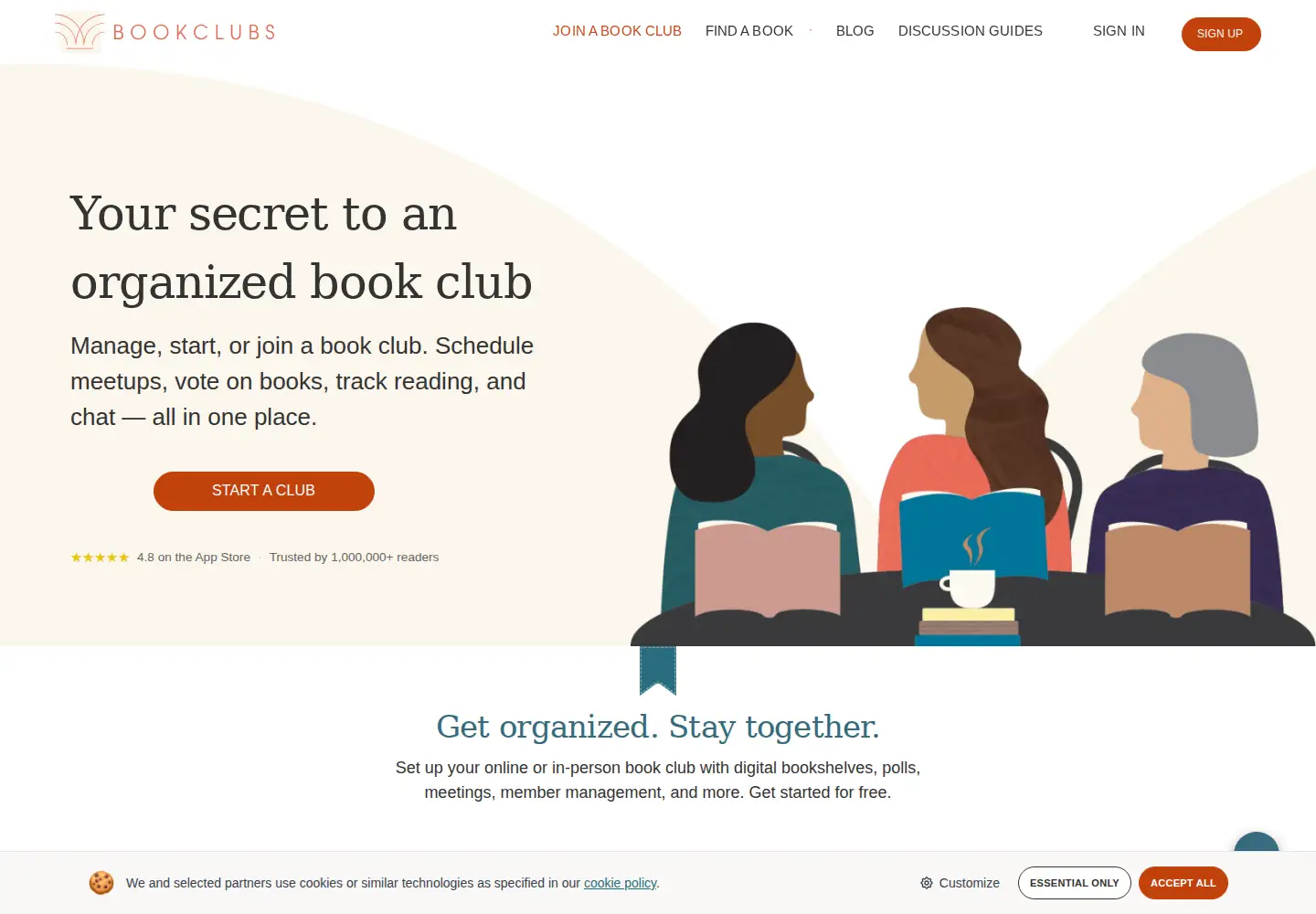 Screenshot of bookclubs.com