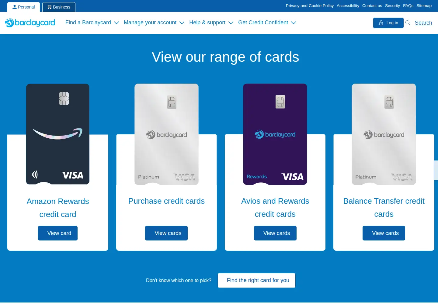 Screenshot of barclaycard.co.uk