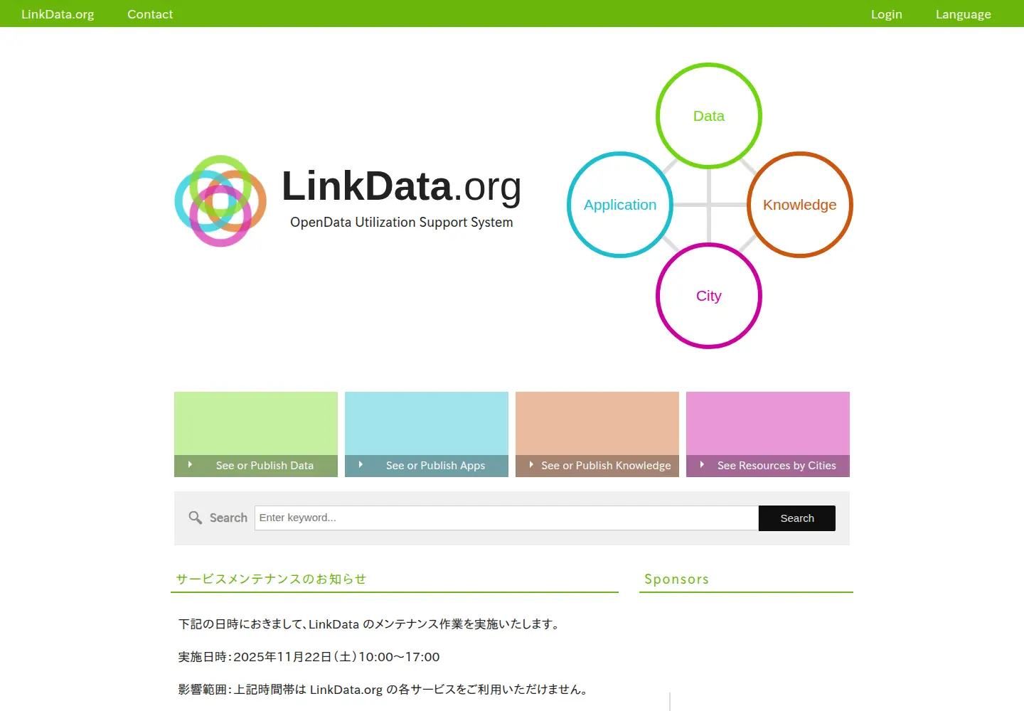Captured homepage of linkdata.org in the current scan