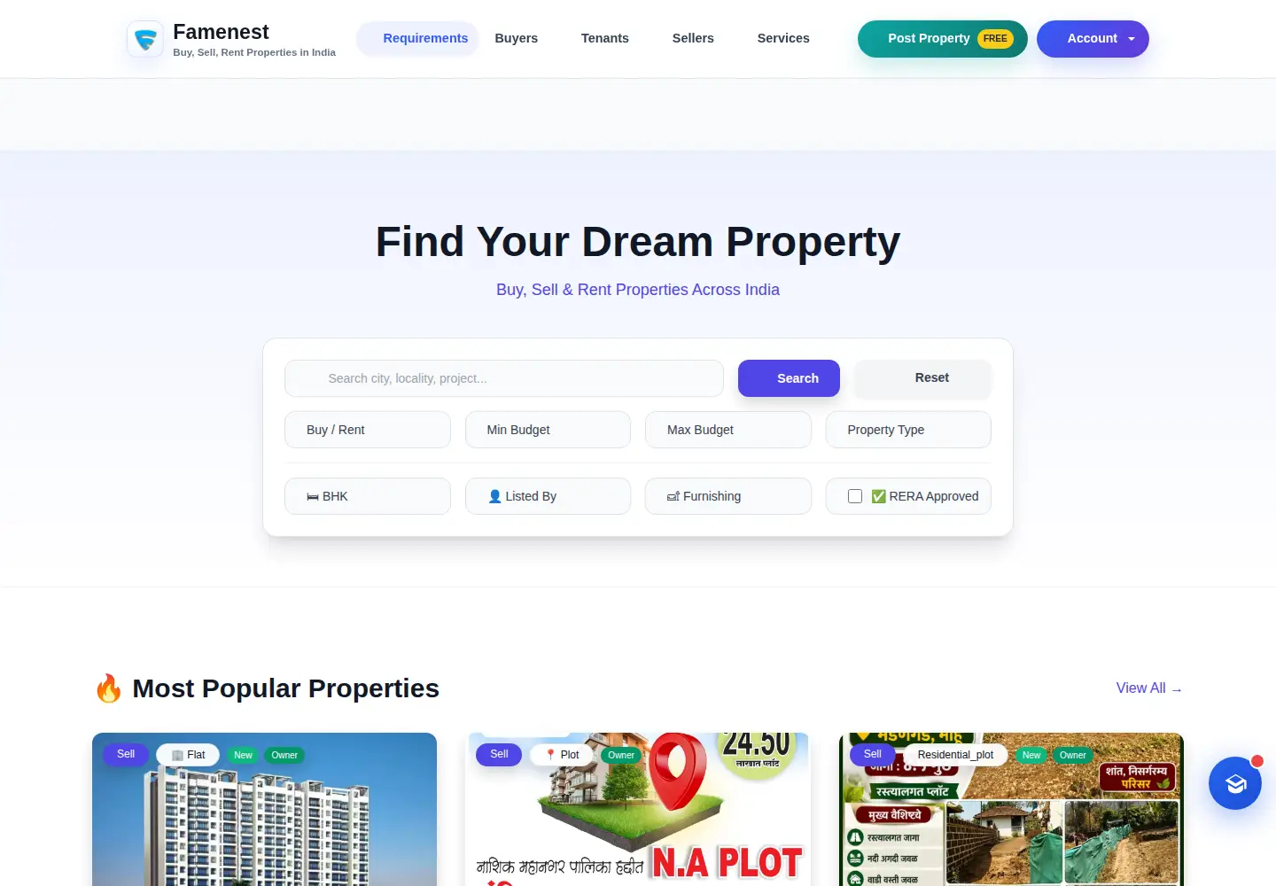 Screenshot of famenest.com