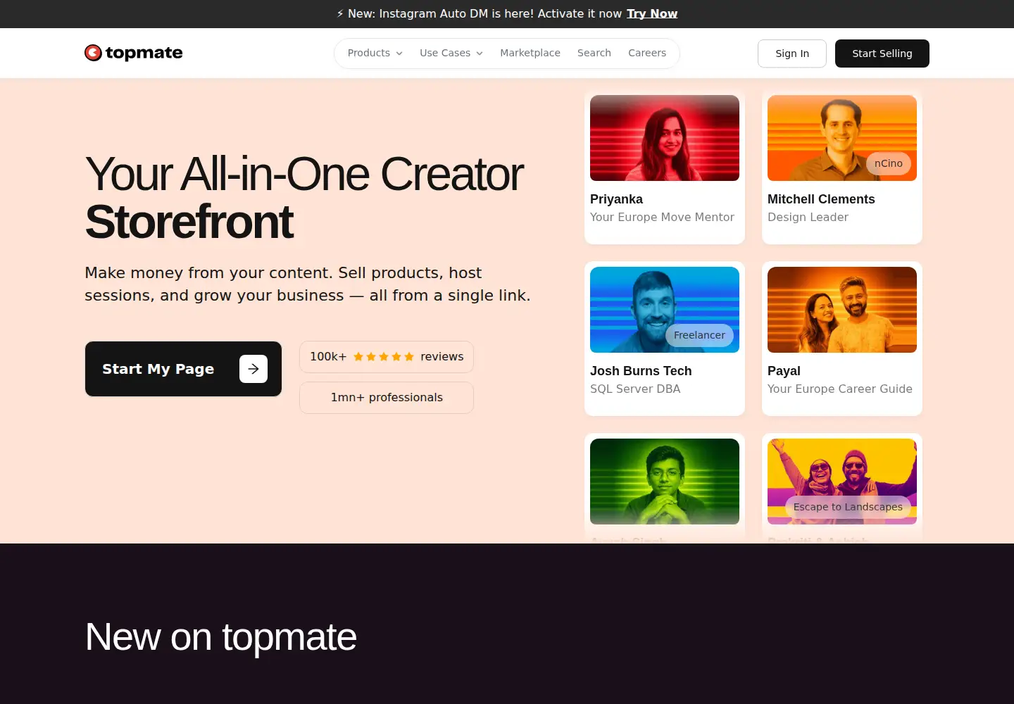 Screenshot of topmate.io