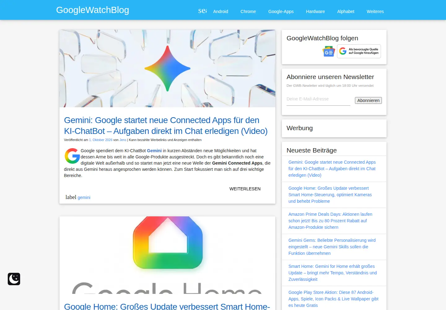 Screenshot of googlewatchblog.de