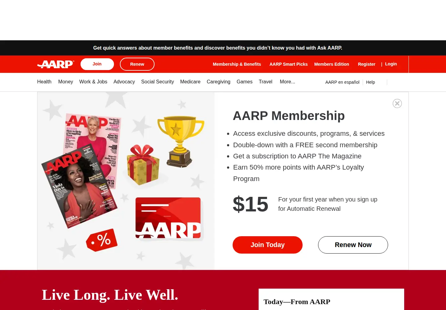 Screenshot of aarp.org