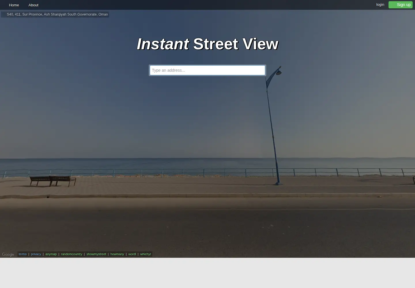Captured homepage of instantstreetview.com in the current scan