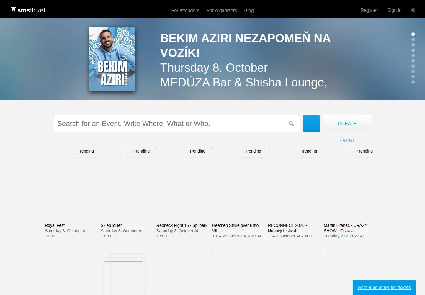 Screenshot of smsticket.cz