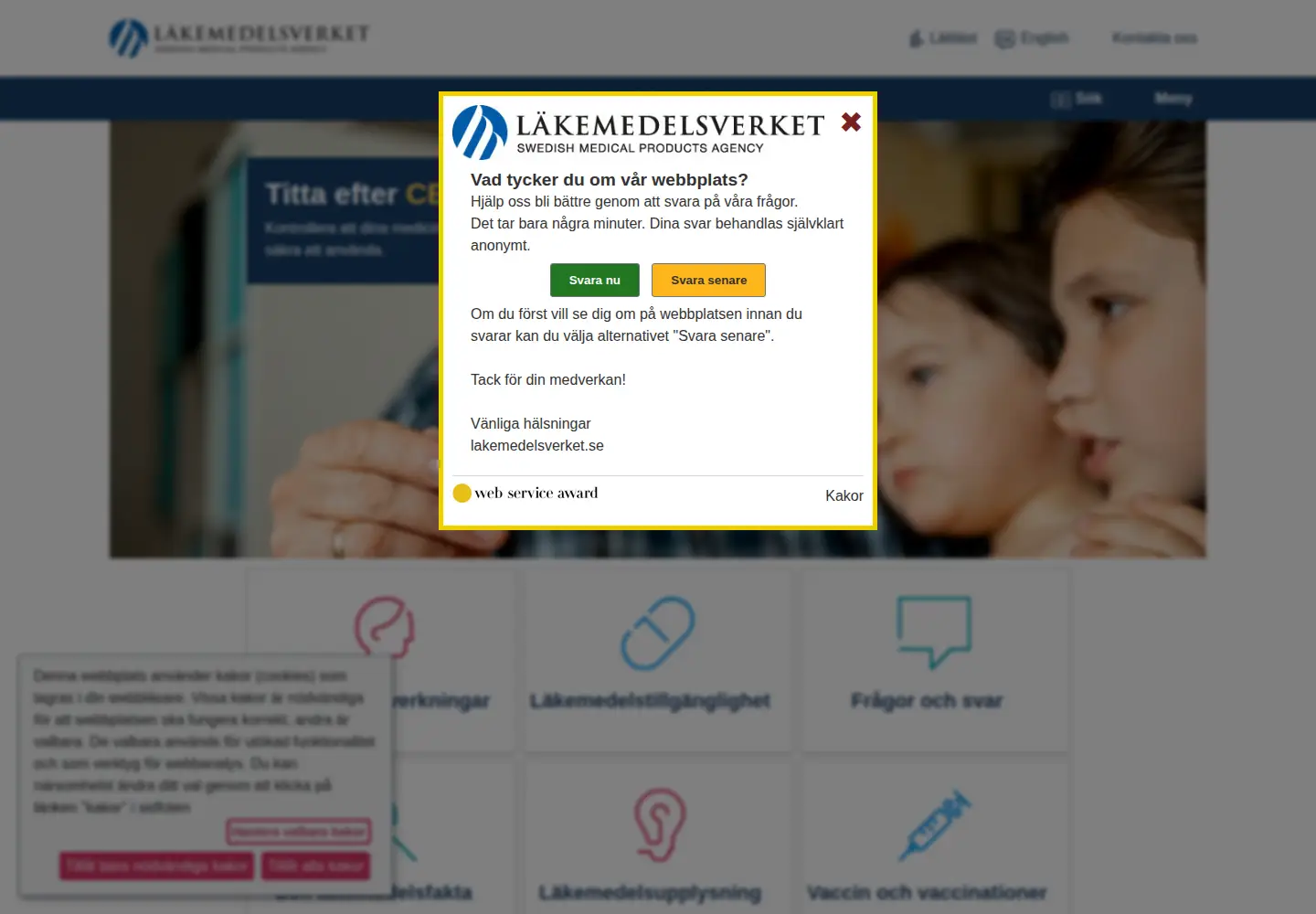 Screenshot of lakemedelsverket.se