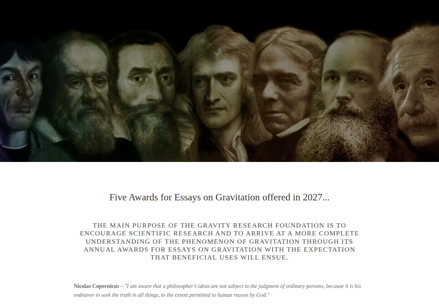 Screenshot of gravityresearchfoundation.org