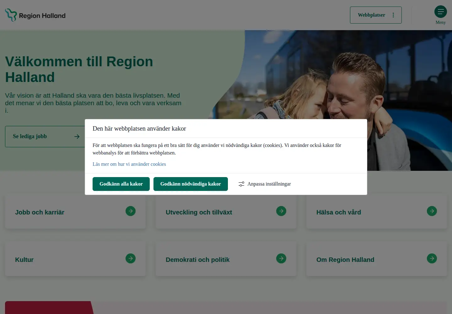 Screenshot of regionhalland.se