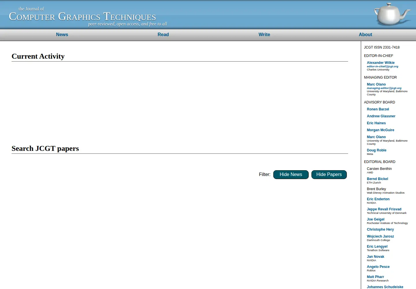 Screenshot of jcgt.org