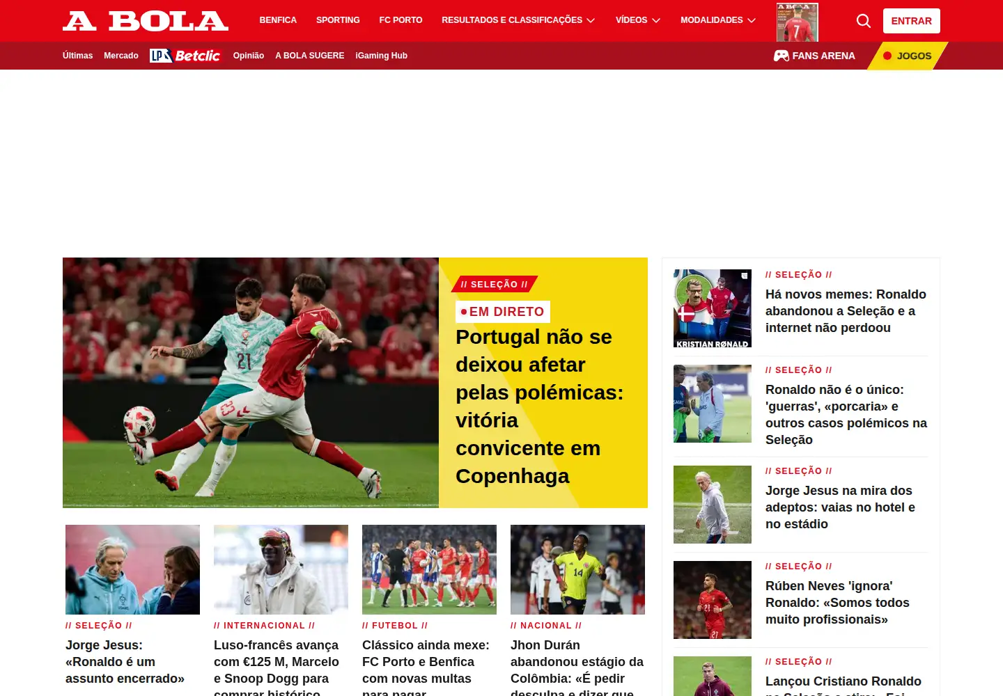 Screenshot of abola.pt