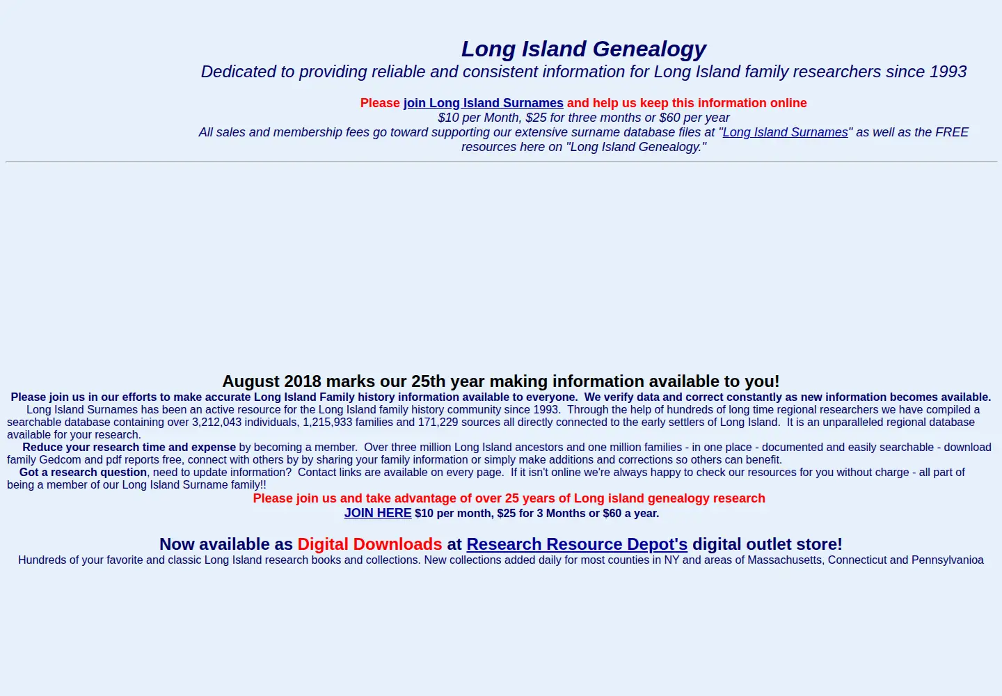 Screenshot of longislandgenealogy.com