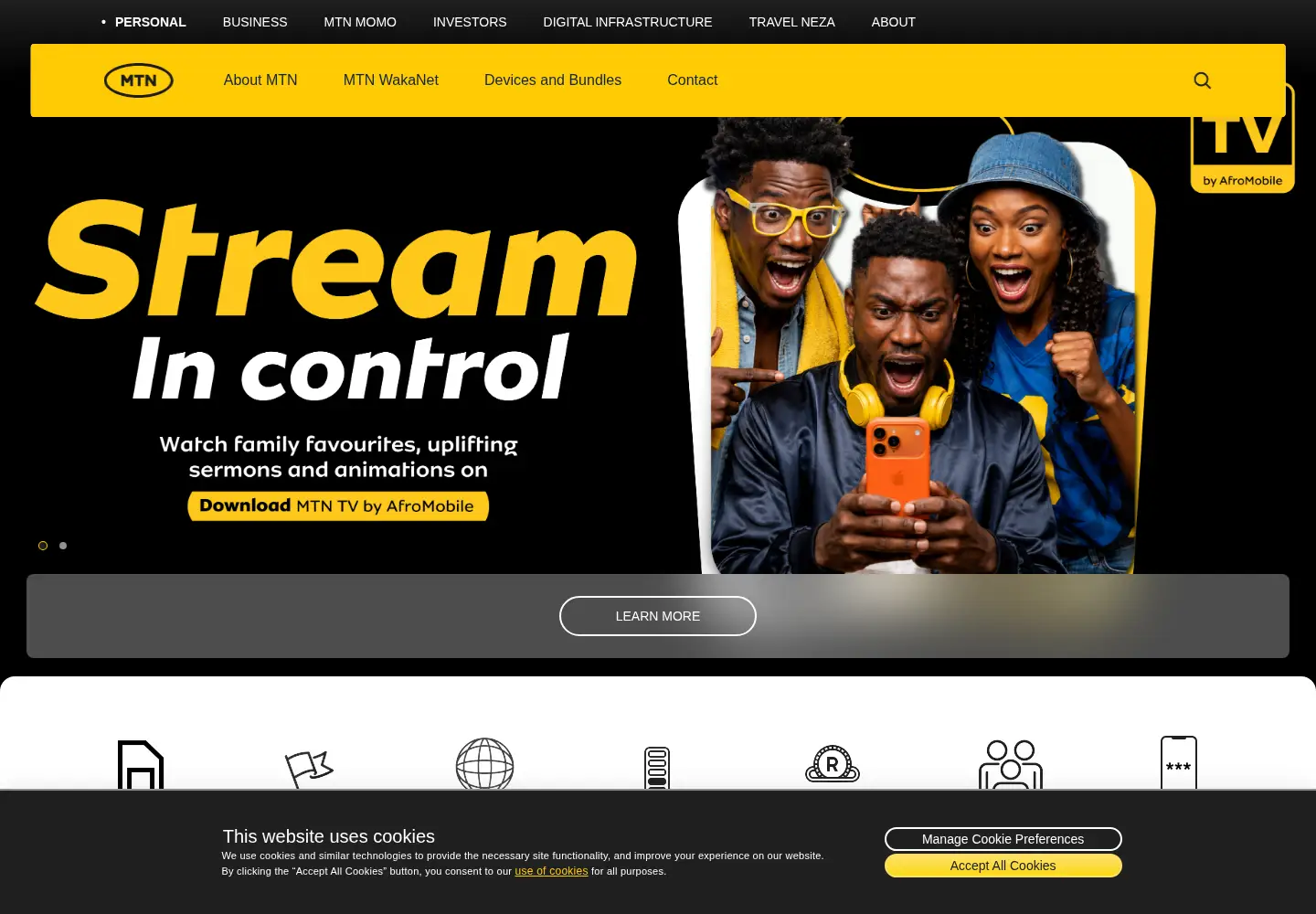 Screenshot of mtn.co.ug