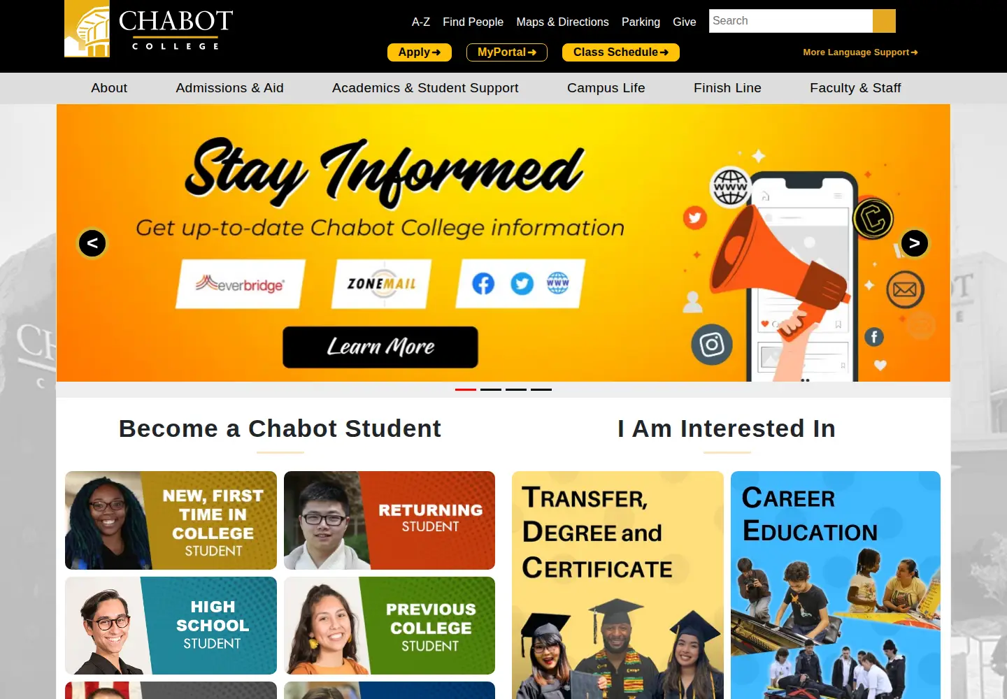 Screenshot of chabotcollege.edu